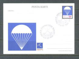 1997 TURKEY 1ST WORLD AIR GAMES PARACHUTE ILLUSTRATION - MICROLIGHT POSTCARD - Enteros Postales