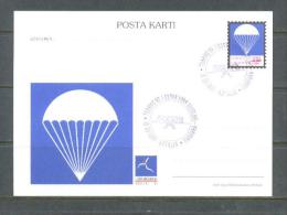 1997 TURKEY 1ST WORLD AIR GAMES PARACHUTE ILLUSTRATION - ACROBATICS POSTCARD - Postwaardestukken