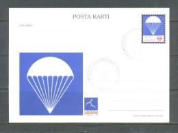 1997 TURKEY 1ST WORLD AIR GAMES PARACHUTE ILLUSTRATION - BALLOON POSTCARD - Postal Stationery