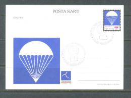 1997 TURKEY 1ST WORLD AIR GAMES PARACHUTE ILLUSTRATION - BALLOON POST POSTCARD - Postwaardestukken