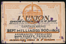 Ancien Buvard Usagé : L'Union, Compagnie D'Assurance De La Vie Humaine - Banca & Assicurazione