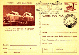 TRAINS, I-D-2 142072 LOCOMOTIVE RESITA MADE, CERNAVODA RAILWAY BRIDGE, PC STATIONERY, ENTIERE POSTAUX, 1975, ROMANIA - Other & Unclassified
