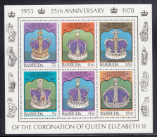 Barbuda MNH Scott #348 Sheet Of 6 Different Crowns - Queen Elizabeth II 25th Ann Coronation - Barbuda (...-1981)