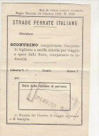 PO9487B# SCONTRINO TARIFFA RIDOTTA - BIGLIETTO TRENO - STRADE FERRATE ITALIANE 1950 - Europa