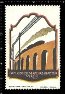Old Original German Poster Stamp (advertising Cinderella, Reklamemarke ) Bavarian Traffic Railway Eisenbahn Train - Trains