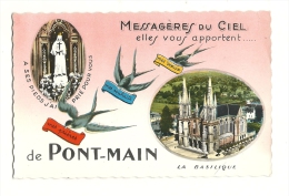 Cp, 53, Pont-Main, La Basilique, Voyagée - Pontmain