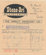 STONE-DRI, WEATHERWEAR (1960), The Shops For Raincoats - Direct From Factory To Wearer, Oxford Circus - Verenigd-Koninkrijk