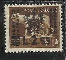 OCCUPAZIONE ITALIANA ITALY OVERPRINTED SOPRASTAMPATO ITALIA 1944 LUBIANA TEDESCA GERMAN OCCUPATION LIRE 2,55 MNH - Occup. Tedesca: Lubiana