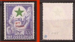 1953  104 B   JUGOSLAVIJA SLOVENIJA CROAZIA TRIESTE B  ESPERANTO COLLOR RARO-HELLPURPRVIOLETT-GRU EN  LUX GARANZIA  MNH - Ongebruikt