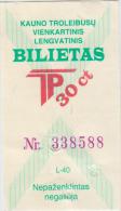 Lithuania Kaunas Trolleybus Tickets - Europa