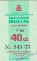 Lithuania Vilnius  Trolleybus Tickets - Europe