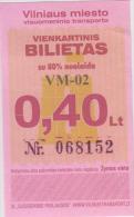 Lithuania Vilnius  Trolleybus Tickets - Europe