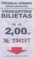 Lithuania Vilnius  Trolleybus Tickets - Europe