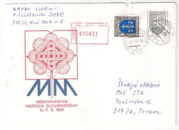 Slovakia 1997. Postal Stationery Cover Registered  NOVE MESTO Postmark - Brieven En Documenten