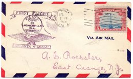 Frist Flight Jacksonville Fl Miami Atlanta 1928 Cover - 1c. 1918-1940 Covers