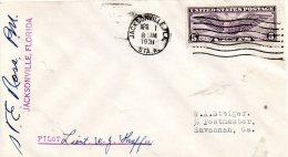 Jacksonville Fl To Savannah GA 1931 Air Mail Cover - 1c. 1918-1940 Brieven