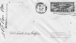 Jacksonville Fl To Raleigh NC 1931 Air Mail Cover - 1c. 1918-1940 Storia Postale
