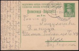 Yugoslavia 1949, Postal Stationery Nadalj To Mol - Briefe U. Dokumente