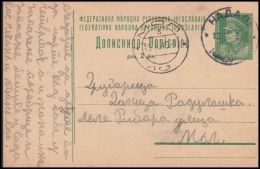 Yugoslavia 1949, Postal Stationery Nadalj To Mol - Covers & Documents