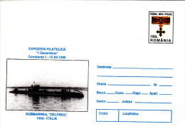 DOLPHIN SUBMARINE, CONSTANTA HARBOUR, COVER STATIONERY, ENTIERE POSTAUX, 1996, ROMANIA - Submarines