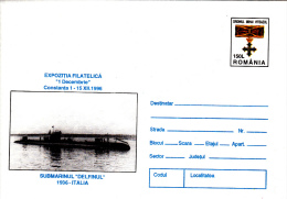 DOLPHIN SUBMARINE, CONSTANTA HARBOUR, COVER STATIONERY, ENTIERE POSTAUX, 1996, ROMANIA - Submarinos