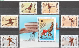 HUNGARY, 1988,World Figure Skating, Budapest, Set Of 6 + Souvenir Sheet, MNH (**), Sc/Mi 3111-3116,3117/3946-51,Bl -195 - Ungebraucht