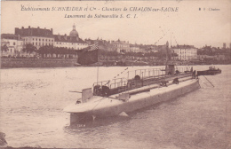 CPA SOUS MARIN @ Submersible De Guerre S.C.I  - Schneider - Chantiers @ CHALONS SUR SAONE (71 ) - Sottomarini