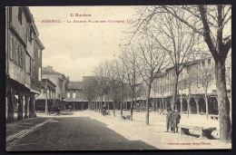 CPA ANCIENNE- FRANCE- MIREPOIX (09)- LA GRANDE PLACE DES "COUVERTS" EN HIVER- ANIMATION- LA HALLE- GRAINETIER "GIRONCE" - Mirepoix