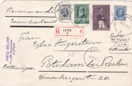 257+276+279+282+283+299+302 Op Brief Aangetekend Met Stempel EUPEN (Oostkanton - Canton De L´est) - Lettres & Documents