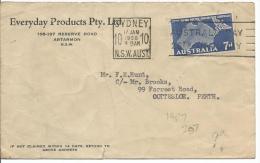 Advertising Envelope Everyday Products Pty. Ltd 7d Flying Doctor Stamp Used 17 Jan 1958 To Perth - Briefe U. Dokumente