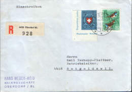 Switzerland-Registered Letter Sent From Oberdorf In 1972  At Reigoldswill - Covers & Documents