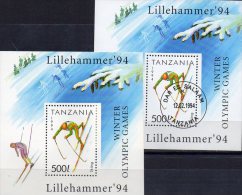 Olympiade 1994 TanZania Block 239 ** Plus O 6€ Skilauf Auf Piste Bf M/s Winter Olympic Sport Bloc Ski Sheet Of Tanzanie - Sammlungen (im Alben)