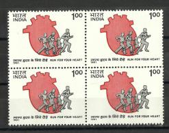 INDIA, 1991, "Run For Your Heart" Marathon, New Delhi,  Block Of 4,  MNH, (**) - Ungebraucht