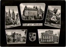 AK Altenburg, Rote Spitzen, Bahnhof, Skatbrunnen, Theater, Schloß, Gel, 1964 - Altenburg