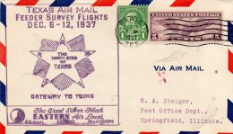 Paris TX 1928 Texas Air Mail Feeder Survey Flights Cover - 1c. 1918-1940 Storia Postale