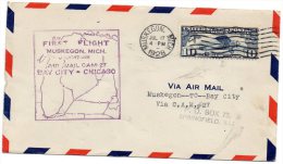 Frist Flight  Muskegon MI 1928 Air Mail Cover - 1c. 1918-1940 Covers