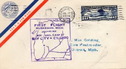 Frist Flight  Muskegon MI 1928 Air Mail Cover - 1c. 1918-1940 Storia Postale