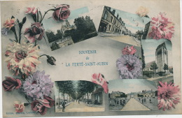 Souvenir De LA FERTÉ SAINT AUBIN - Jolie Carte Vues Multiples Et Fleurs - La Ferte Saint Aubin