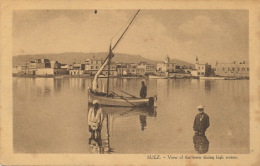 ( CPA EGYPTE )  SUEZ  /  View Of The Town During High Waters  - - Sues