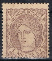 Sello 1 Mils Alegoria 1870, Violeta Sobre Anteado, Num 102a * - Ongebruikt