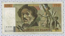 100 Francs Delacroix, Fayette N° 68-1, état TTB - 100 F 1978-1995 ''Delacroix''