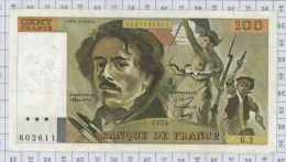 100 Francs Delacroix, Fayette N° 68-2, état TTB - 100 F 1978-1995 ''Delacroix''