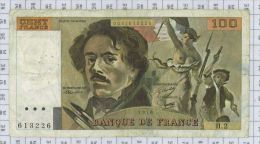 100 Francs Delacroix, Fayette N° 68-2, état TB - 100 F 1978-1995 ''Delacroix''