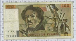 100 Francs Delacroix, Fayette N° 68-2, état TB - 100 F 1978-1995 ''Delacroix''