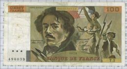 100 Francs Delacroix, Fayette N° 68-2, état TB-TTB - 100 F 1978-1995 ''Delacroix''