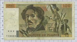 100 Francs Delacroix, Fayette N° 68-2, état TB - 100 F 1978-1995 ''Delacroix''