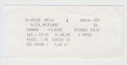 Lithuania Railway Ticket 1995 - Europe