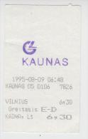 Lithuania Railway Ticket 1995 - Europe