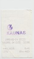 Lithuania Railway Ticket 1995 - Europe