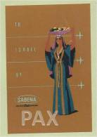 BELGIUM ♦ TO ISRAEL BY SABENA ♦ AVIATION  ♦ BELGIQUE ♦ VINTAGE LUGGAGE LABEL ♦ 2 SCANS - Etichette Da Viaggio E Targhette